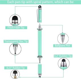 img 2 attached to 🖊️ Turquoise Stylus Pens: Capacitive Stylus Pen with Ballpoint Pen Disc Fiber Mesh Tip – For iPad, Tablet, iPhone, Chromebook