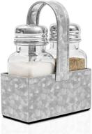 🍽️ rustic vintage kitchen table decor: farmhouse salt and pepper shaker set with galvanized metal and glass, complete with premium padded caddy – by walford home logo