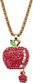 img 4 attached to 💖 Uloveido Women's Hot Pink Crystal Rhinestone Apple Pendant Sweater Chain Necklace - Perfect Christmas Gift Ideas for Girls