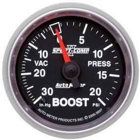 img 1 attached to 🚗 Auto Meter 3607 Sport-Comp II 2-1/16" Mechanical Vacuum/Boost Gauge - 30 in. Hg/20 PSI