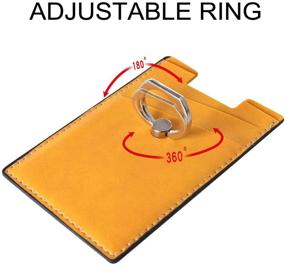 img 1 attached to 📱 Yellow Card Holder with Ring Stand: Stick-on Wallet Sticker for Back of Phone, Adhesive Credit Card Holder and Magnetic Car Mount for iPhones and Cellphones