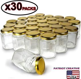 img 3 attached to 🏺 Gold Lid Hexagon Jars (30pcs 6.0 oz) - Glass Hexagonal Jars with 30pcs Gold Plastisol Lined Lids for Jam, Honey, Jelly - Ideal for Wedding Favors, Baby Shower Favors, Baby Food, DIY, Magnetic Spice Jars, Crafts, Canning Jar