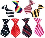 🐾 pet show 8pcs dot stripe collar charms: adorable neckties for small dogs, medium dogs, cats, puppies, and kittens – slide on collar accessories for a stylish party or holiday costume logo