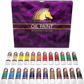 img 4 attached to MyArtscape Oil Paint Set - 24 x 21ml Tubes - Artist Quality - Rich Vivid Oil-based Colors - Lightfast - Heavy Body - Great Saturation - Glossy Finish - Professional Painting Supplies
