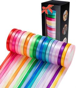 img 4 attached to 500 Yard Silk Satin Ribbon Rolls - 25 Yard / Roll, 20 🎀 Rolls - Perfect for Gift Wrapping, Crafts, Sewing, Wedding Decor - 2/5 Inch Wide
