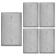 🔲 5-pack bestten 1-gang blank metal wall plate with plastic film - durable anti-corrosion stainless steel wallplate, brushed finish, h4.53” x w2.76” логотип