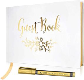 img 4 attached to 📸 J&A Homes Wedding Guest Book - Polaroid Album Photo Guestbook Registry with Gold Foil & Gilded Edges - White Hardbound Book with Bookmark - 9" x 6" Small Gold