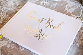 img 2 attached to 📸 J&A Homes Wedding Guest Book - Polaroid Album Photo Guestbook Registry with Gold Foil & Gilded Edges - White Hardbound Book with Bookmark - 9" x 6" Small Gold