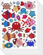 🐠 sparkling glitter cute fish, octopus, and crab decorative sticker set (10pcs) logo