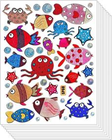 img 1 attached to 🐠 Sparkling Glitter Cute Fish, Octopus, and Crab Decorative Sticker Set (10pcs)