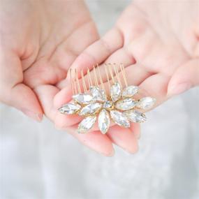 img 3 attached to 👑 Unicra Gold Wedding Hair Combs with Comb and Rhinestones - Bridal Headpiece for Bridesmaids" - Updated: "Gold Wedding Hair Combs with Comb and Rhinestones by Unicra - Perfect Bridal Headpiece for Bridesmaids