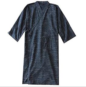 img 2 attached to Kimono Sleepwear Bathrobe Nightgown Blue Stripe
