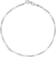 🔗 ritastephens sterling silver italian figaro link anklet - 3.3mm width, 10" length logo