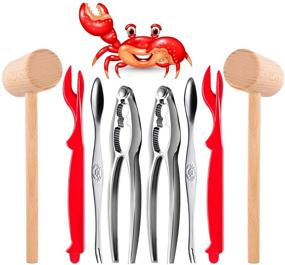 img 4 attached to 🦀 Complete Set of Crab Crackers and Tools - Including 2 Lobster and Crab Crackers, 2 Lobster Shell Forks, 2 Seafood Forks, and 2 Lobster Crab Mallets