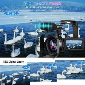 img 3 attached to 📹 Ultra HD 30MP 4K Video Camera Camcorder with Microphone for YouTube Vlogging, 3.0 Inch Touch Screen, 16X Digital Zoom, Handheld Stabilizer, Remote Control - Perfect for Recording and Streaming