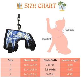 img 3 attached to 🐱 Adjustable Escape Proof Cat Harness and Leash Set - Soft Breathable Mesh Vest for Outdoor Walking, Featuring Summer Coconut Tree Pattern