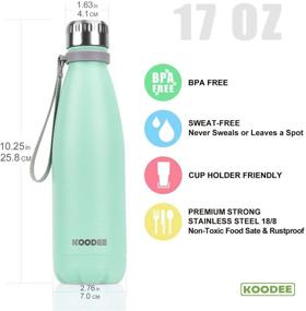 img 1 attached to 🏞 Koodee 17oz Stainless Steel Double Wall Vacuum Insulated Water Bottle for Sports, BPA Free