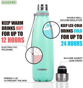 img 2 attached to 🏞 Koodee 17oz Stainless Steel Double Wall Vacuum Insulated Water Bottle for Sports, BPA Free