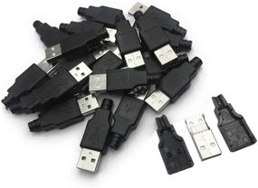 img 3 attached to 🔌 20шт USB 2.0 мужской разъем Type A USB 4 контакта с черной пластиковой защитной крышкой - высококачественные и прочные разъемы