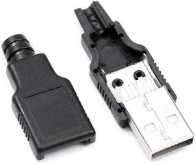 img 2 attached to 🔌 20шт USB 2.0 мужской разъем Type A USB 4 контакта с черной пластиковой защитной крышкой - высококачественные и прочные разъемы