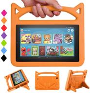 🧒 shreborn lightweight shock proof kids tablet case with stand handle for all-new 7 tablet(2019 & 2017 & 2015) release-orange logo