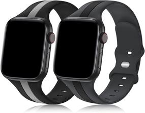 img 4 attached to Bagoplus 2-пак дизайнерских спортивных ремешков: совместимые с Apple Watch 38 мм - 45 мм, мягкие силиконовые ремешки для женщин и мужчин - Apple Watch Series 7 6 5 4 3 SE 2 1