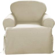 🪑 surefit home décor sf28609 duck solid t-cushion chair cover, relaxed fit, 100% cotton, machine washable, one piece, natural color logo