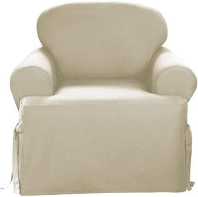 img 4 attached to 🪑 SureFit Home Décor SF28609 Duck Solid T-Cushion Chair Cover, Relaxed Fit, 100% Cotton, Machine Washable, One Piece, Natural Color