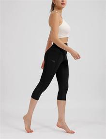 img 2 attached to 🩳 ODODOS Women's High Waisted Yoga Capris: Non See-Through Leggings with Pockets for Tummy Control and Workout Sports