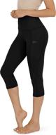 🩳 ododos women's high waisted yoga capris: non see-through leggings with pockets for tummy control and workout sports logo