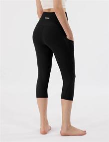 img 3 attached to 🩳 ODODOS Women's High Waisted Yoga Capris: Non See-Through Leggings with Pockets for Tummy Control and Workout Sports