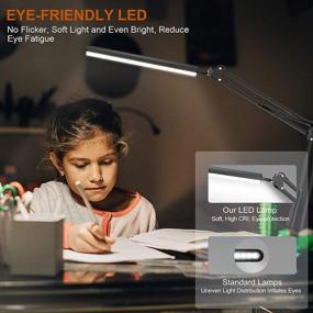 img 1 attached to 💡 Premium LED Swing Arm Desk Lamp: Adjustable, Dimmable & Eye-Caring | 3 Color Modes, 10-Level Brightness | Memory Function | Perfect for Home Office