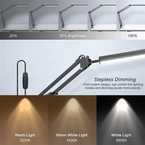 img 3 attached to 💡 Premium LED Swing Arm Desk Lamp: Adjustable, Dimmable & Eye-Caring | 3 Color Modes, 10-Level Brightness | Memory Function | Perfect for Home Office