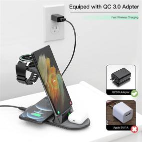 img 3 attached to 🔌 Versatile 4 in 1 Wireless Charging Station - Upgrade Your Charging Experience with 20W Fast Qi-Certified Charging for Samsung Devices, Apple iPhone, Watch, and Earbuds (Includes QC 3.0 Adapter)
