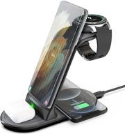 🔌 versatile 4 in 1 wireless charging station - upgrade your charging experience with 20w fast qi-certified charging for samsung devices, apple iphone, watch, and earbuds (includes qc 3.0 adapter) logo