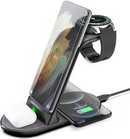 img 4 attached to 🔌 Versatile 4 in 1 Wireless Charging Station - Upgrade Your Charging Experience with 20W Fast Qi-Certified Charging for Samsung Devices, Apple iPhone, Watch, and Earbuds (Includes QC 3.0 Adapter)
