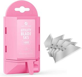img 4 attached to 🔪 100-Pack SK5 Carbon Steel Utility Knife Box Cutter Blades with Pink Dispenser by FANTASTICAR
