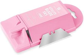 img 1 attached to 🔪 100-Pack SK5 Carbon Steel Utility Knife Box Cutter Blades with Pink Dispenser by FANTASTICAR