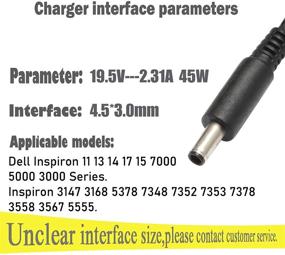 img 3 attached to 💻 45W 4.5mm Tip AC Adapter Laptop Charger for Dell Inspiron 11 13 15, 3000 5000 Series | Inspiron 3452 5458 3565 3157 3451 3153 5455 5555 5568 3573 7348 7350 | XPS 11 9P33 L321X L322X | Compatible with Power Cord