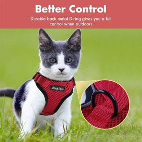 img 1 attached to 🐾 Ulrico1 Escape Proof Cat Harness and Leash for Walking - Adjustable Soft Mesh Vest Harness for Medium Large Cats with Reflective Strap, Metal Clip, Comfort Fit - Ideal for Pet Kitten, Puppy, Rabbit