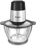 🔪 kuopry electric food chopper with 8-cup glass bowl - mini food processor & meat grinder, 4 stainless steel blades, fast & slow speeds, 350w power логотип