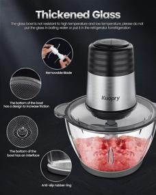 img 2 attached to 🔪 Kuopry Electric Food Chopper with 8-Cup Glass Bowl - Mini Food Processor & Meat Grinder, 4 Stainless Steel Blades, Fast & Slow Speeds, 350W Power