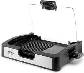 img 1 attached to 🔥 Smokeless Indoor Electric Grill: Compact and Portable Kitchen Tabletop BBQ with Griddle Plate - Aroma Housewares AHG-2620, 17x13 inch, Black