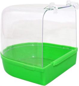 img 4 attached to 🐦 UEETEK Multi Cage Bird Bath for Small Birds - Covered Bath for Canary, Budgies, Parrot (Random Color)