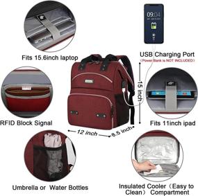 img 2 attached to 🎒 Women's Lunch Backpack with USB, RFID Protection, and Laptop Compartment - Perfect for Work, School, and Outdoor Activities