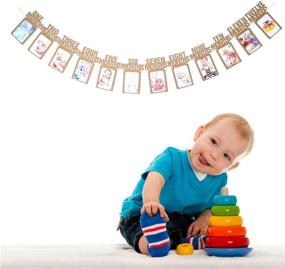 img 3 attached to 🎉 Toniful 1st Birthday Photo Banner - Monthly Milestone Baby Photo Bunting Garland, First Birthday Party Decoration with 1 to 12 Months Photo Props (Brown, Kraft Paper)