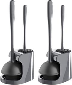 img 4 attached to 🚽 MR.SIGA Bathroom Cleaning Combo: Toilet Plunger and Bowl Brush Set, Gray - Pack of 2