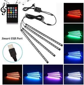 img 4 attached to Enhance Your Car's Ambiance with Uniwit Car LED Strip Lights - 4 Pcs Multicolor Music Atmosphere Lights with Sound Activation, Wireless Remote Control, and Smart USB Port (48 LED-USB Port)