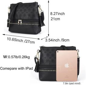 img 2 attached to Crossbody Leather Purses Handbags Hollow Women's Handbags & Wallets for Satchels