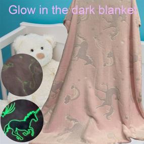 img 2 attached to 🦄 Glow in The Dark Unicorn Throw Blanket for Kids: Pink Plush Blanket Baby Girl Blanket 40”x55” - Soft Cozy Sofa Flannel Throws for All Seasons, Perfect Fuzzy Fleece Throw for Bed, Couch, Travel - Ideal for Girls and Toddlers